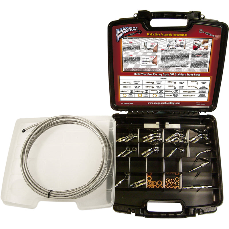 MAGNUM SHIELDING 1742-0412 399001 BYO® Build-Your-Own Brake Line Deluxe Kit - Chrome