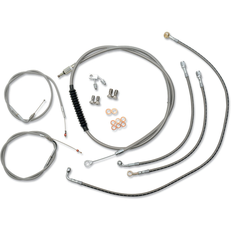 LA Choppers Standard Stainless Braided Handlebar Cable Brake Line Kit 15"-17" Ape Hangers - LA-8150KT-16 For Harley Softail 2011-2014