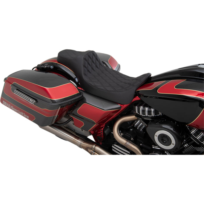 DRAG SPECIALTIES 0801-1260 Extended Reach Predator III Seat - Double Diamond -Vinyl