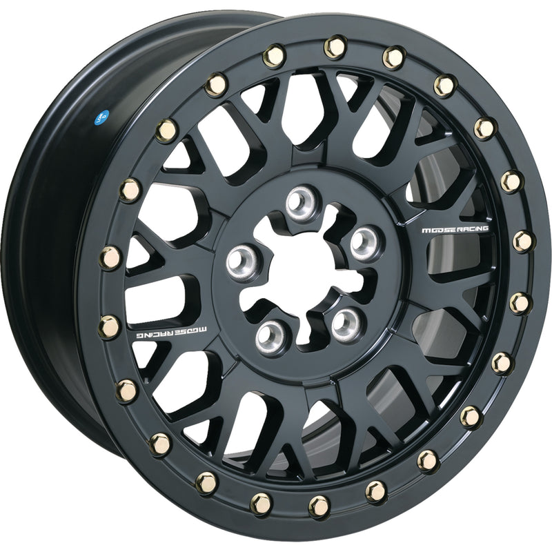 MOOSE OFFROAD 0230-1566 346BLMO 157545MB54 346X Beadlock Wheel Wheel - 346X - Beadlock/5 Lug - Front/Rear - Black - 15x7 - 5/4.5 - 5+2