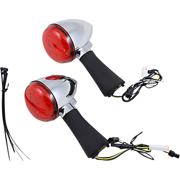 CUSTOM DYNAMICS 2020-1915 PB-SCOUT-RR-CR ProBEAM® Red Ring Turn Signal LEDs Rear LED Turn Signal Ringz - Chrome - Scout