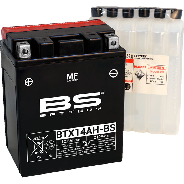 BS BATTERY 2113-0867 300606 Maintenance-Free Battery Battery - BTX14AH-BS (YTX)