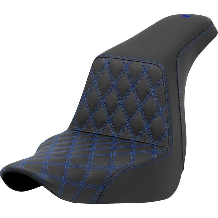 SADDLEMEN 0802-1571 A818-29-172BLU Lattice Stitch Step-Up Seat - Front Lattice Stitch - Blue Stitch - FXLR/FLSB '18-'21