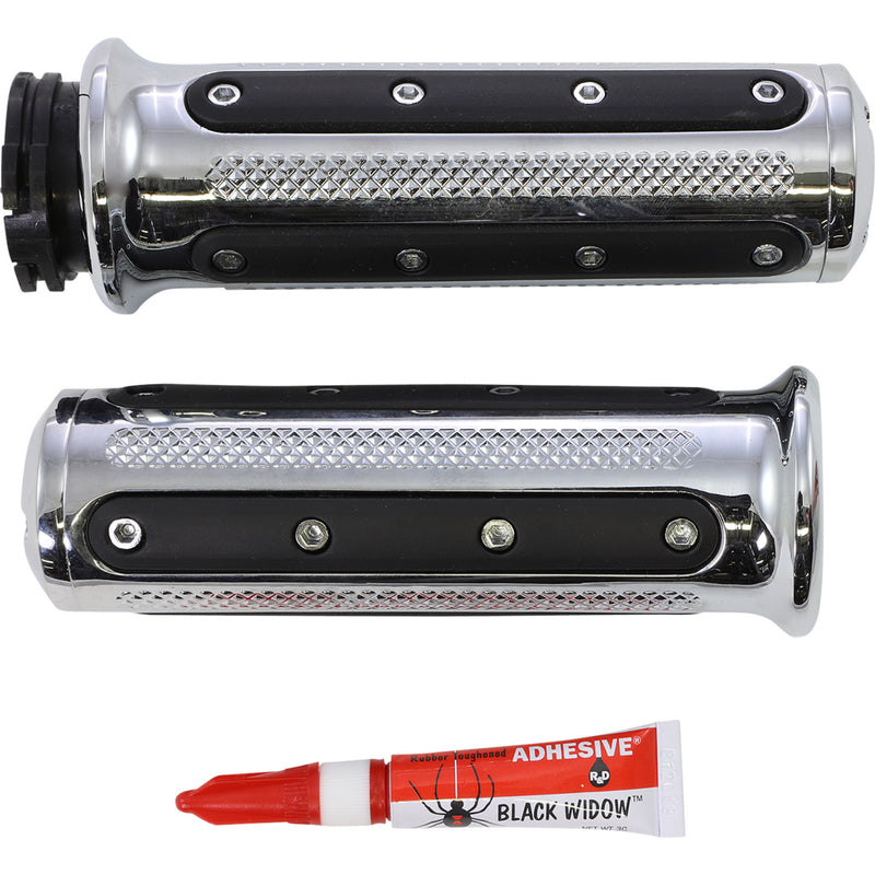 (OPEN BOX) Kuryakyn Heavy Industries Grips Chrome - KUR6120 For Harley Motorcycles 1980-2021