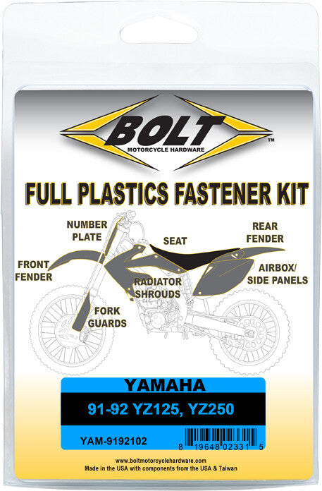 Bolt Full Plastic Fastener - YAM-9192102 Yamaha YZ 125 / YZ 250 1991-1992