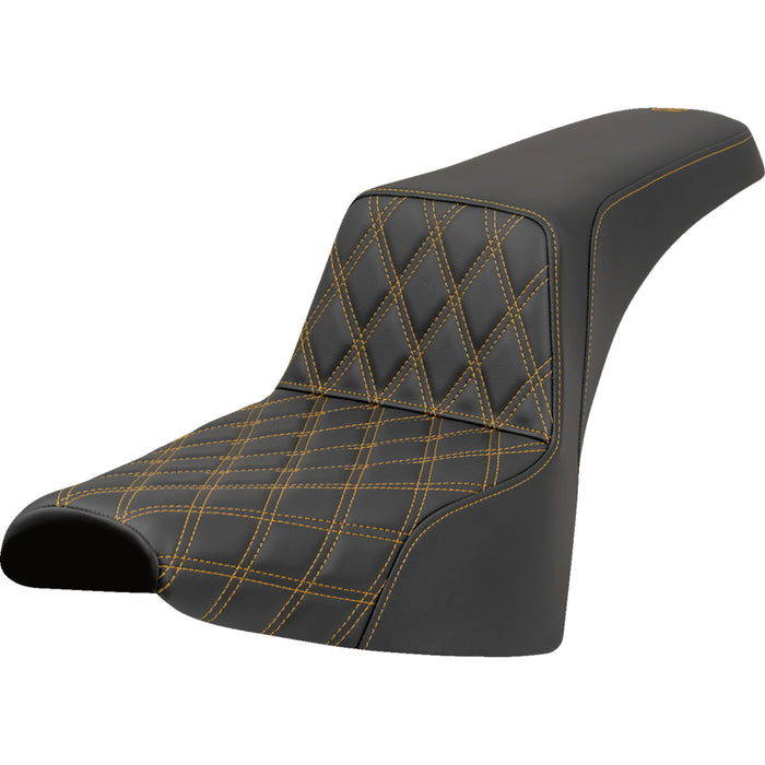 SADDLEMEN 0802-1655 818-30-17207 Lattice Stitch Step-Up Seat Step-Up Seat - Front Lattice Stitch - Gold Stitch - FL/FX '18-'23