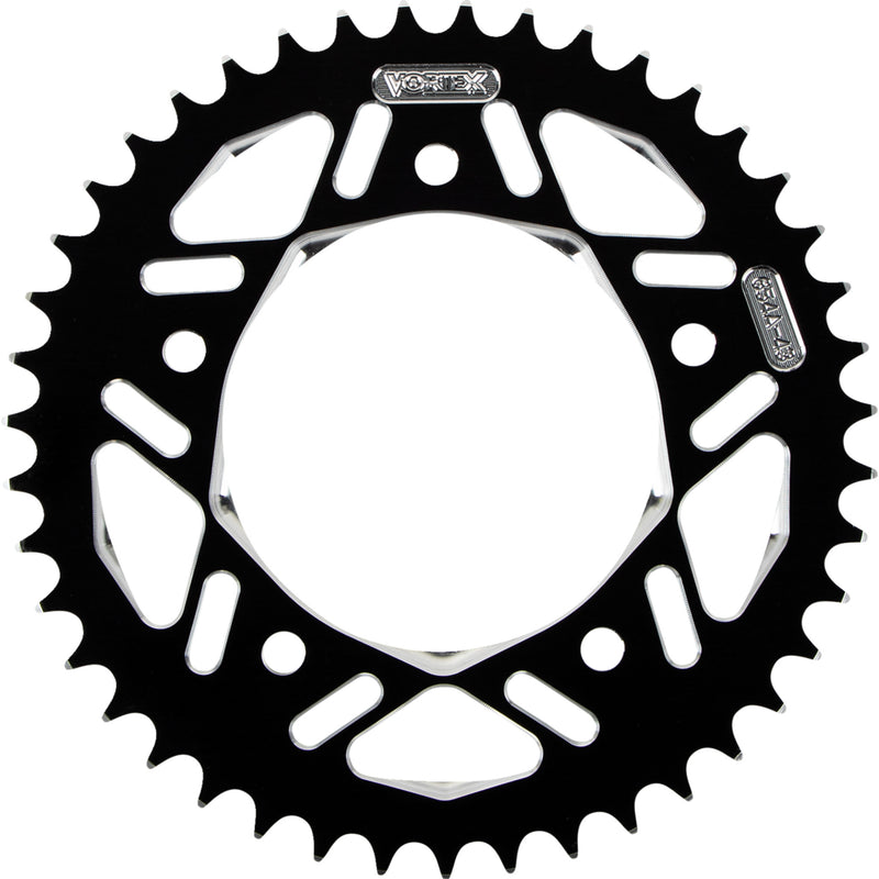 VORTEX 1211-1833 654AZK-43 Aluminum Rear Sprocket Aluminum Sprocket - Black - Rear - 43 Tooth