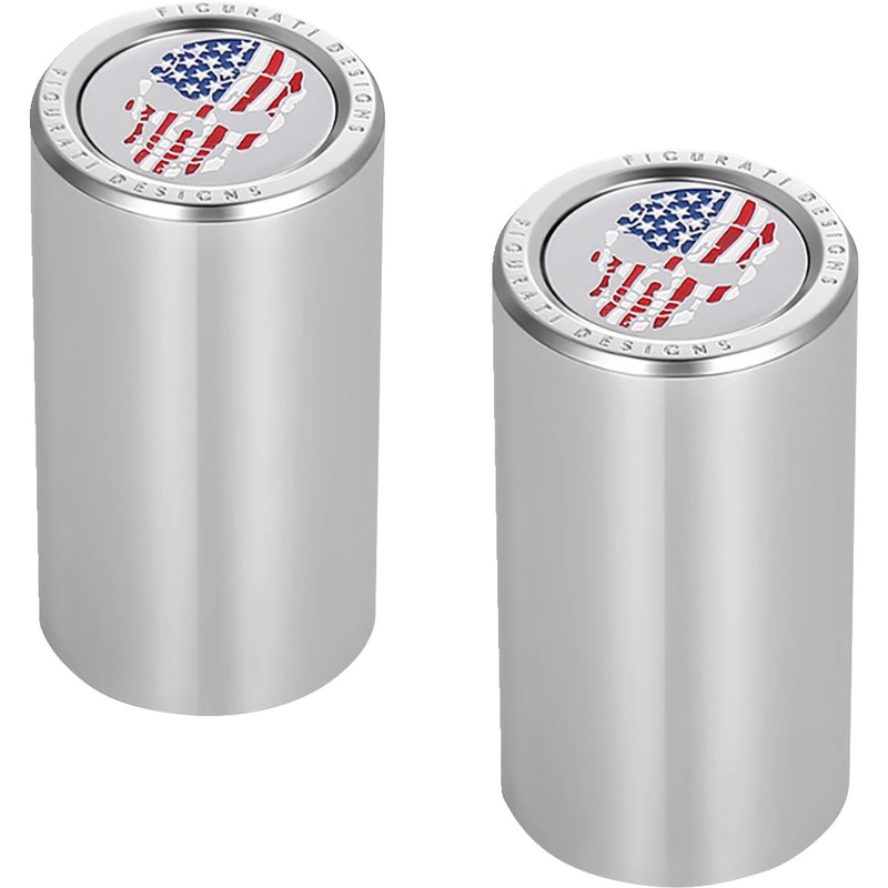 FIGURATI DESIGNS 3550-0341 FD24-DC-2545-SS Docking Covers red/white/blue american flag skull - long - silver