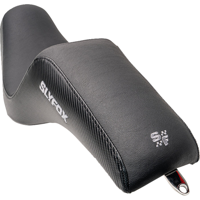 SLYFOX 0803-0747 4883B-slyfox The Drifter Seat - Gray Logo - Black Vinyl w/ Slipstop - Carbon Fiber - Dyna '96-'03