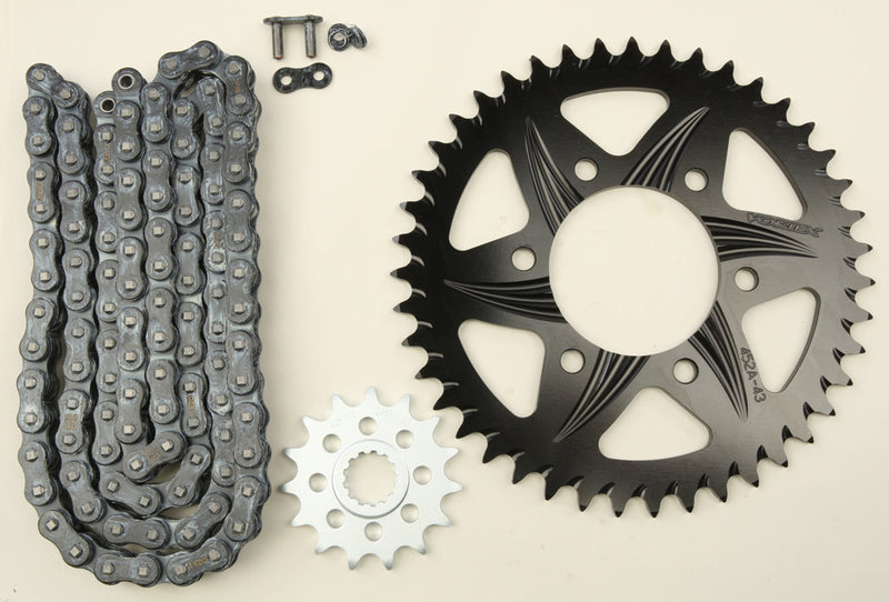 Vortex Sprocket Chain Kit Steel Aluminum 15/43T Black SX3 520-112L Black - CK4212 Kawasaki Ninja 2007-2012