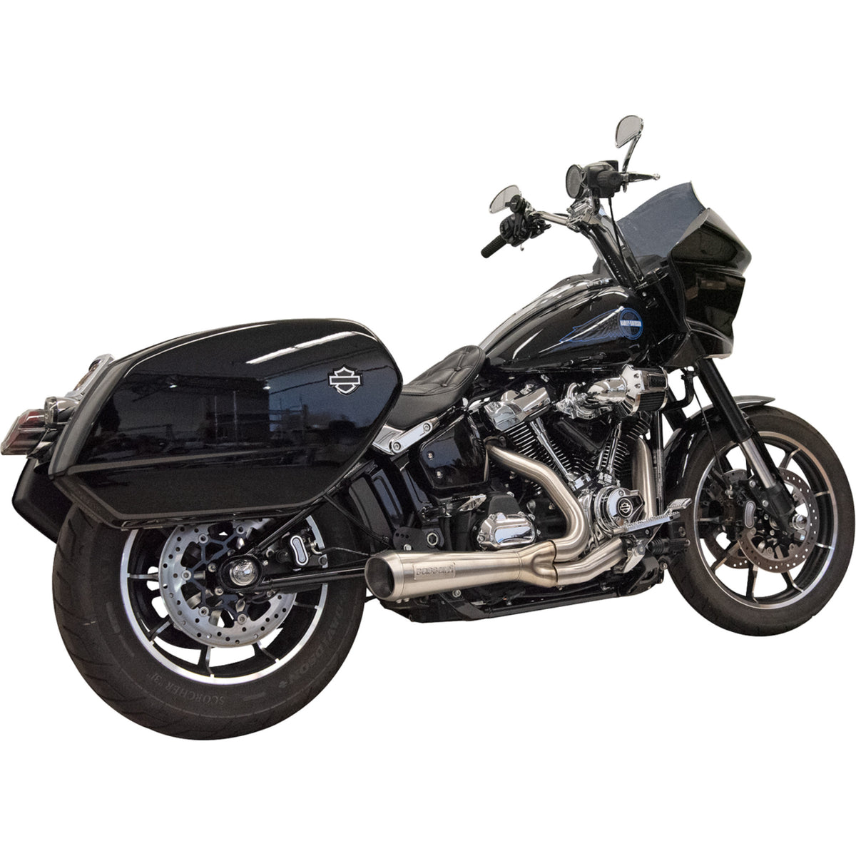 Bassani Ripper Short 2-1 Exhaust Pipe Polished Megaphone Harley Softail 2018+ main image 0