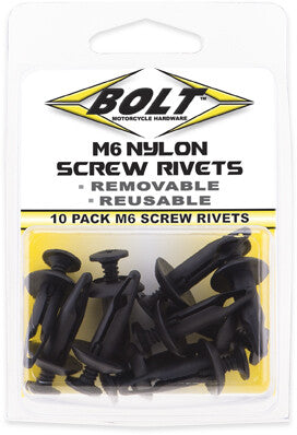 Bolt 020-00176 2005-6SCRW M6 SCREW RIVET KIT 10/PK