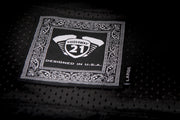 Inner label of black Iron Sights Club Collar Denim Vest