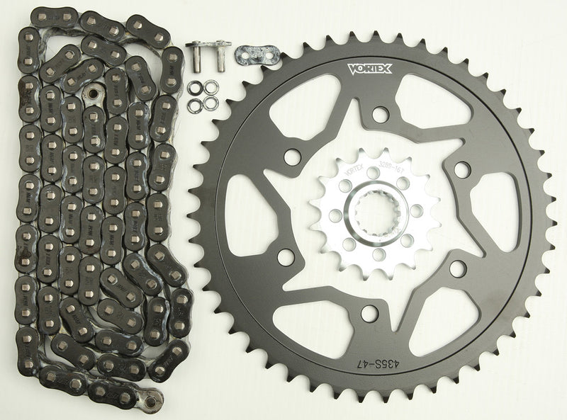 Vortex 3-CK6362 CK6362 SPROCKET/CHAIN KIT STL/STL 16/47T SIL RX3 520-118L BLK