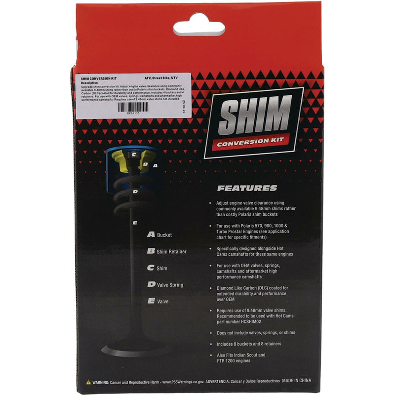 Hot Cams Shim Conversion Kit - HC00135 Polaris RZR / Ranger / Sportsman / Ace 2014-2021
