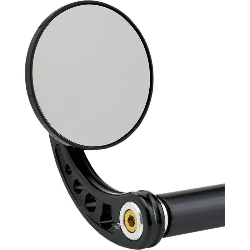 Joker Machine Bar End Mirror Side View Round Black Curved 3-1/4" - 09-313-CB