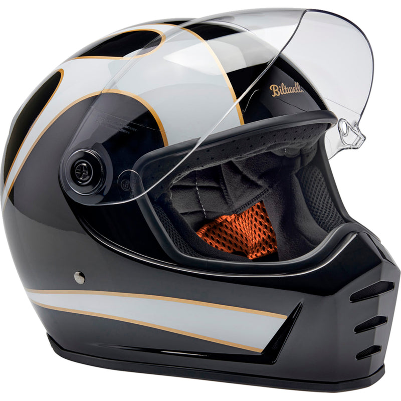 BILTWELL Lane Splitter 22.06 Helmet Gloss - Black/White Flames