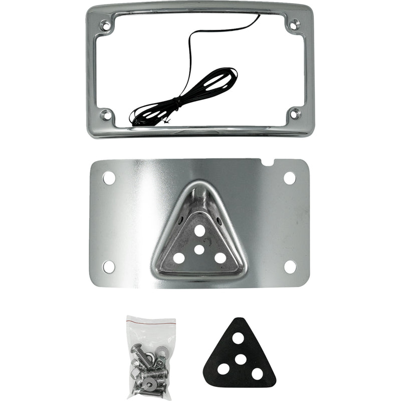 KODLIN USA 2030-2465 KUS20353 Curved Laydown License Plate Kit 3-Hole License Plate Mount - Curved - Chrome