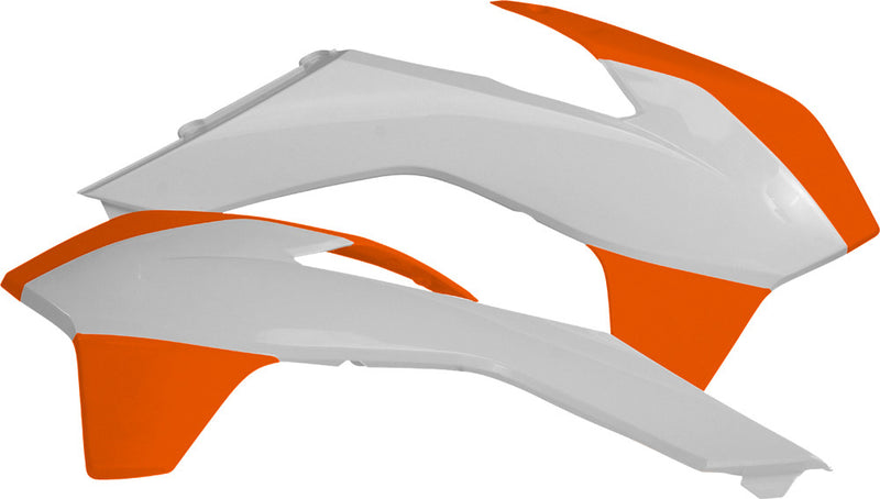 Acerbis Radiator Shrouds White Orange - 2314251088 KTM Dirt Bikes 2013-2016