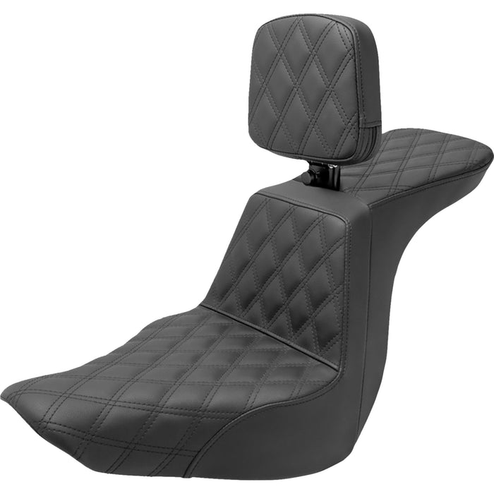 SADDLEMEN 0802-1527 818-29-195BR Tour Step-Up Seat - Rider Backrest - Full Latice Stitch - FLSB/FXLR '18-'23