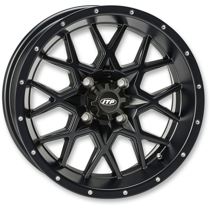 ITP 0230-0704 1228630536B Hurricane Wheel Wheel - Hurricane - Front/Rear - Black - 12x7 - 4/156 - 4+3
