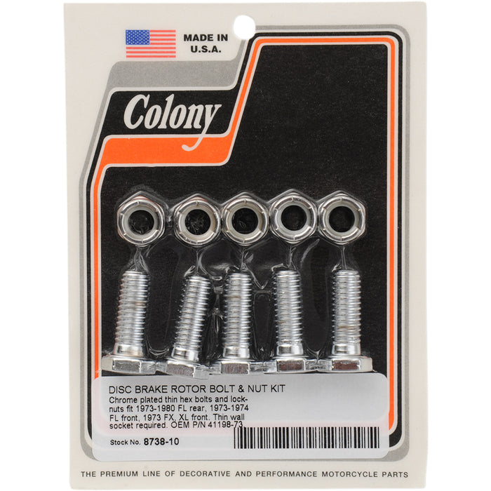 COLONY DS-190493 8738-10 Rotor, Sprocket and Belt Mounting Hardware Kit Mounting Hardware Kit with Nuts - Brake Rotor - Hex - 1"