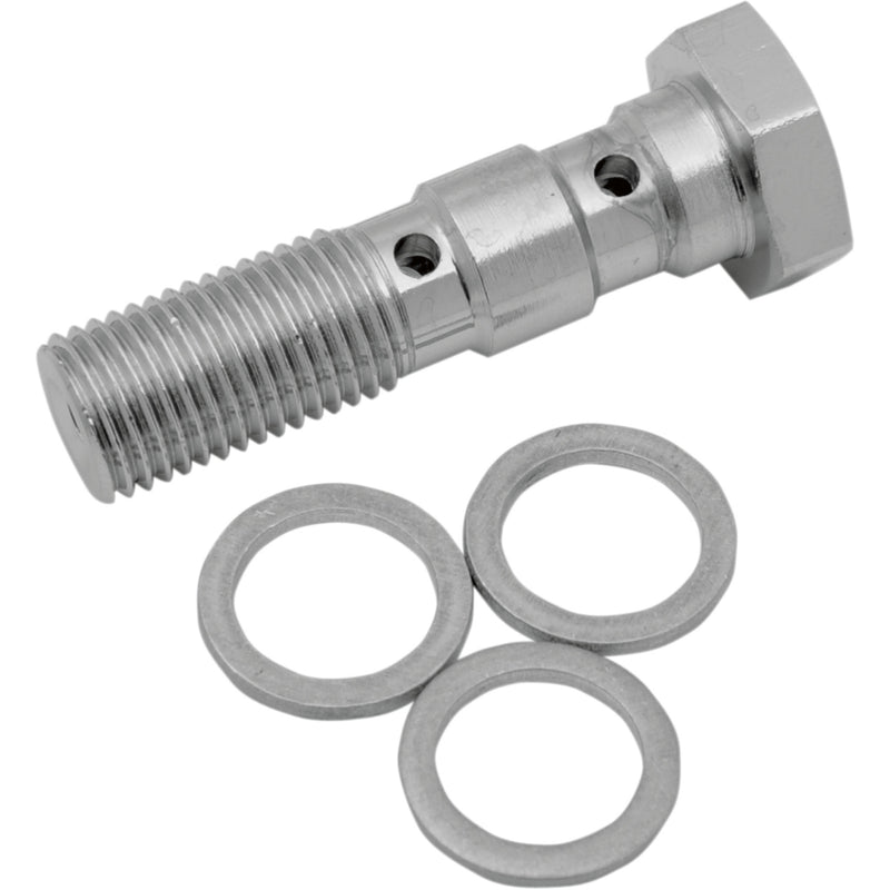 DRAG SPECIALTIES DS098117 Universal Chrome Steel Banjo Bolt Banjo Bolt - 3/8-24 - Dual