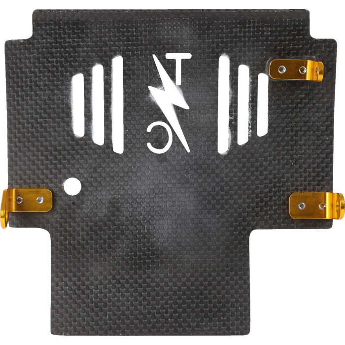 THRASHIN SUPPLY CO. 0506-2531 TSC-3034-5 Carbon Fiber Skid Plate Skid Plate - Carbon Fiber/Gloss - With Gold Brackets - FLHX/FLTRX