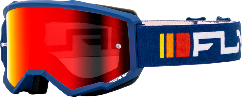 Fly Racing 37-51521Y 37-51521Y YOUTH ZONE GOGGLE NAVY/WHITE W/ RED MIRROR/SMOKE LENS