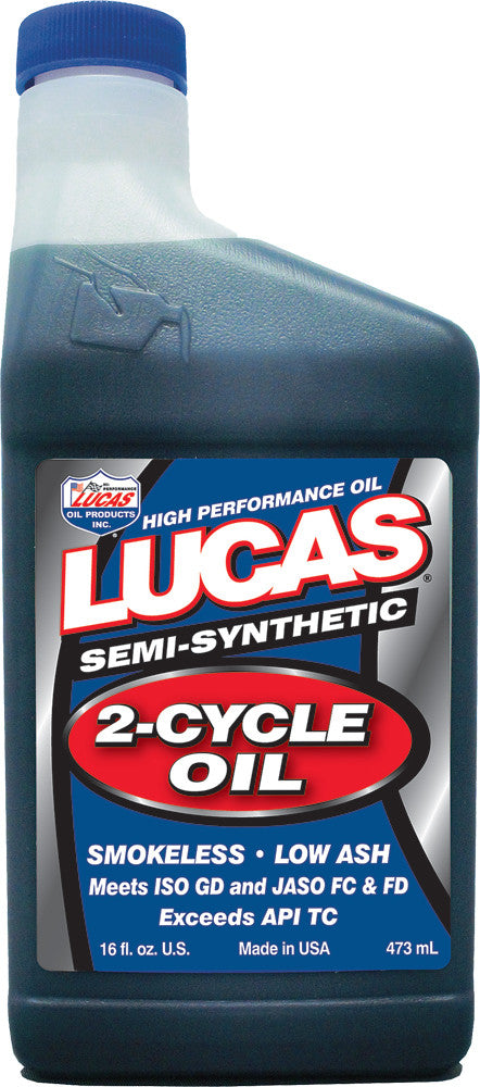 Lucas Semi-Synthetic OIL 2T 16OZ - 10120 For Ski-Doo Snowmobiles 2002-2019 | Husqvarna Dirt Bikes 2003-2018 | Kawasaki Dirt Bikes 2002-2018