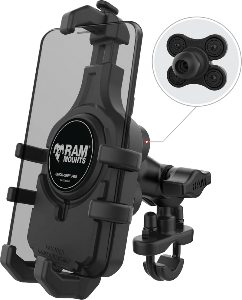 Ram Mounts 71-7086 RAM-B-149Z-A-PD5VU QUICK-GRIP PRO HBAR PHN MNT W/VIBE SAFE SHORT