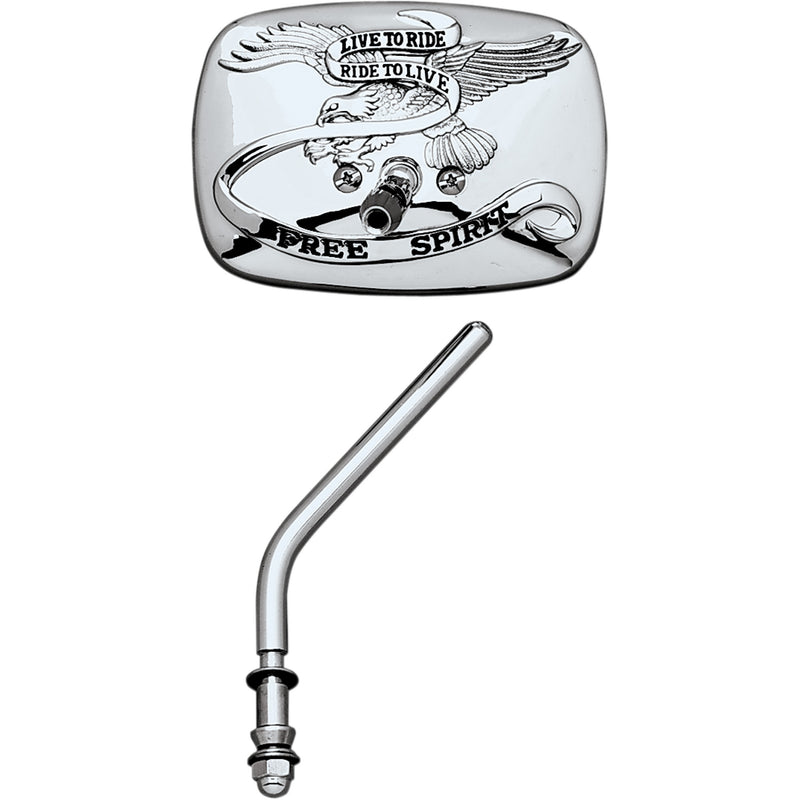 EMGO 2031703 20-31703A "Live to Ride" Custom Mirror Mirror - "Live to Ride" - Side View - Rectangle - Chrome - Left