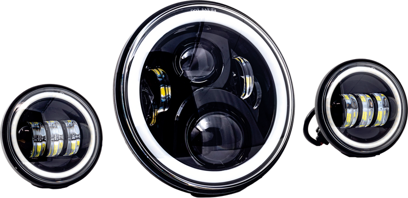 Letric Lighting Co LLC-Ilhk-7B 7" LED Hdlgt W Pass Lamps Black For Indian 2015-2024