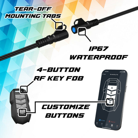Xk Glow 653-0218 MX-WHIPB-ADV XKMAX RGBW WHIP KIT 2 PC 48 IN.