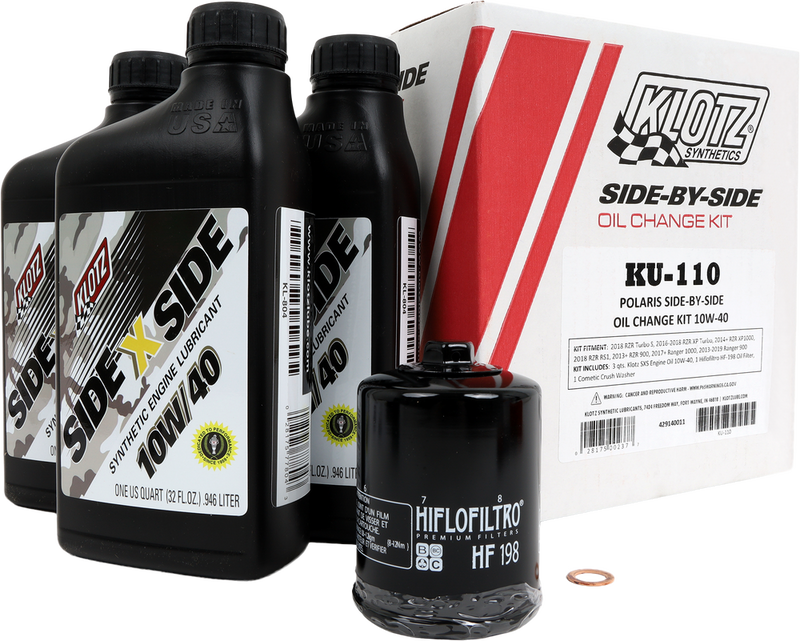 Klotz Oil Polaris SXS 3QT Synthetic OIL Change Kit - KU-110 Polaris RZR / Ace / Ranger 2014-2025