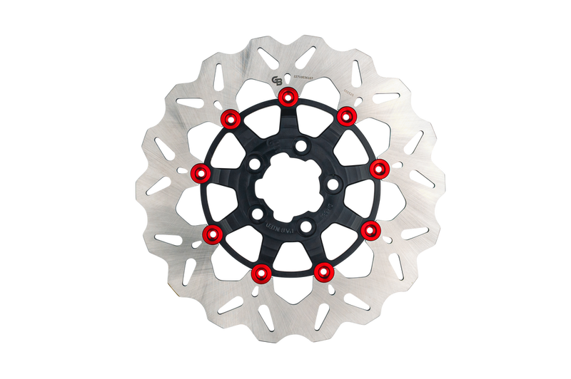 Gbrakes Rotor 11.8" Floating Wave Rear Black RED Buttons - GBDU075 For Harley Touring 2008-2026