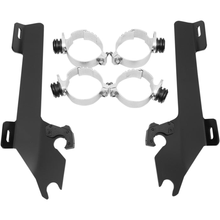 MEMPHIS SHADES 2321-0110 MEM8996 Fats/Slim Windshield Trigger-Lock Complete Mount Kit Batwing Trigger Lock Mounting Kit - VTX 1800 - Black