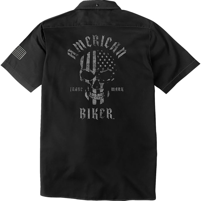 AMERICAN BIKER 3040-3434 ABBSAM16ST8BCH4R Biker Sam Contrast Stitch Shop Shirt black/gray - 4xl