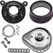 S&S Cycle 170-0437 08-17 Touring/16-17 Softail Models Stealth Air Cleaner Kit W/ Chrome Mini Teardrop Cover - Photo - Primary