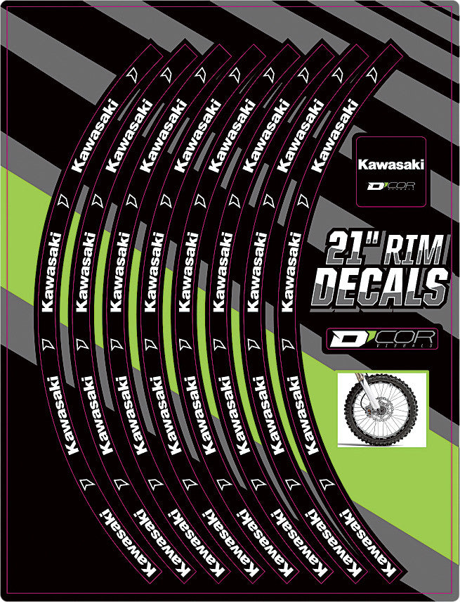 D'cor Visuals D-Cor RIM Decals 21" Kawasaki Logo Front - 40-80-202 Kawasaki Dirt Bikes 1990-2017