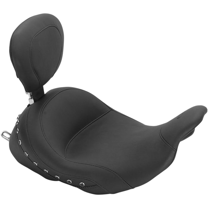 MUSTANG 0801-0958 79912 Lowdown™ Solo Seat — Includes Backrest - Lowdown Vintage Seat with Driver Backrest - Black Studded