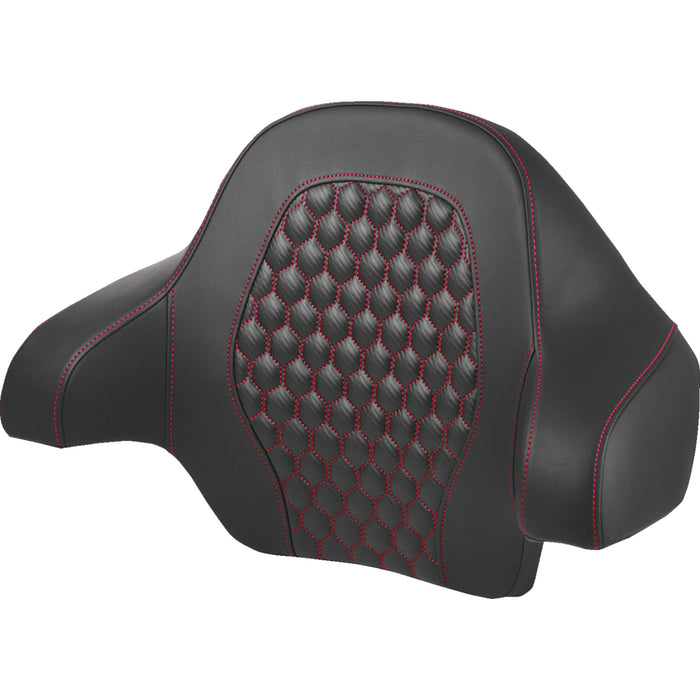 SADDLEMEN 0822-0593 814-07-15104 - Tour Pack Backrest Pad - Honeycomb - Red Stitching - FL 14-24