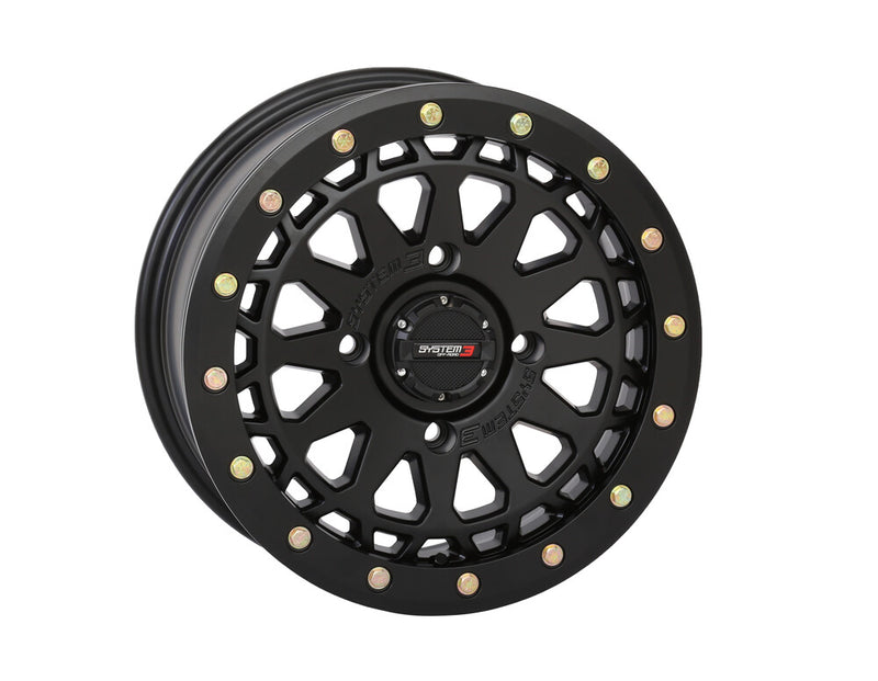 System 3 SB6 BL Wheel 15X7 5+2 (+38MM) 4/137 Matte Black - 15S3-6537 For Honda Pioneer 2016-2023 | Bombardier Outlander 2003-2006