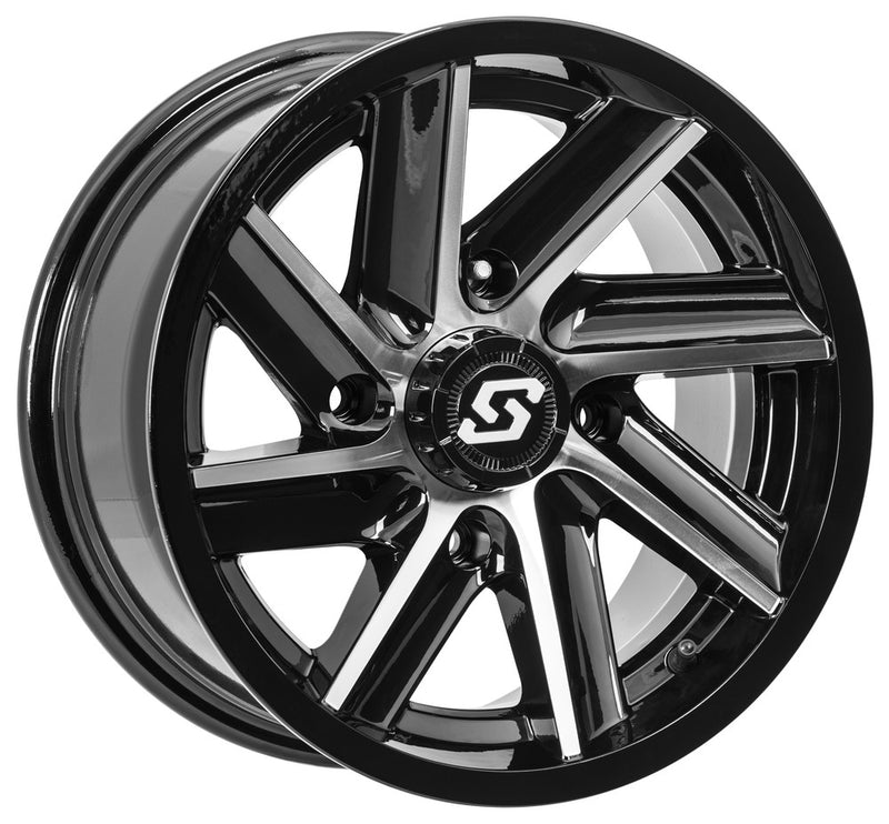 Sedona Chopper Wheel 14X7 4/110 5+2 (+10MM) Black Machined - A85M-47011-52S Kymco ATV/UTV Models 2008-2016
