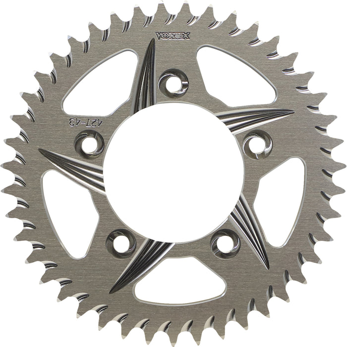 VORTEX 1211-0441 427-43 Aluminum Rear Sprocket Aluminum Sprocket - Silver - Rear - 43 Tooth