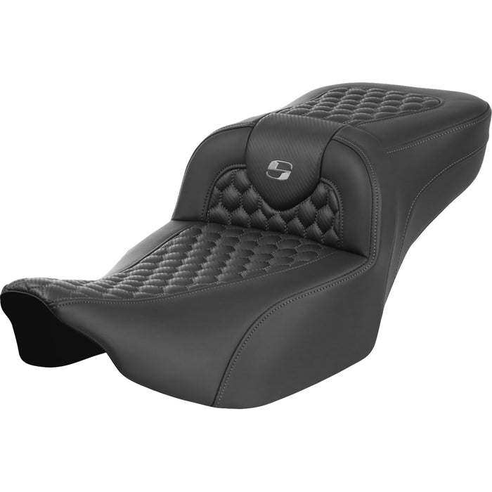 SADDLEMEN 0801-1757 823-07-19002 Roadsofa™ Extended Reach Seat - without Backrest - Honeycomb - Dark Gray Stitch - FLTR/FLHX 23-24