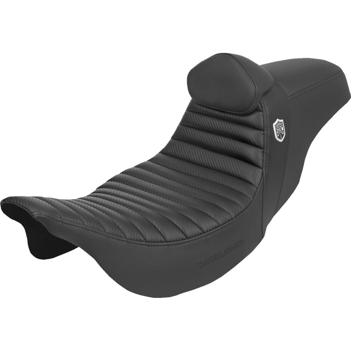 SADDLEMEN 0801-1946 SC80807TB Pro Series SDC Performance Grip Seat - w/ Backrest - Tuck-n-Roll/Carbon Fiber - Gripper - FLH/FLT '08-'23