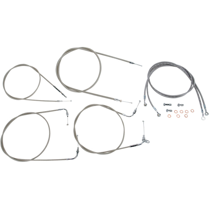 BARON 0650-1014 BA-8042KT-16 Stainless Handlebar Cable/Line Kit 15" - 17" - xvs1100cl