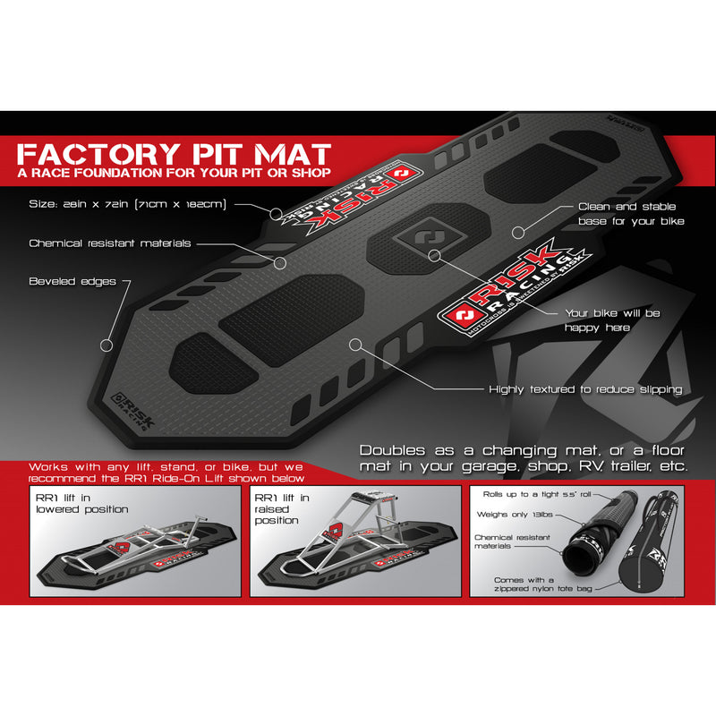 RISK RACING 9501-0153 00244 Risk Factory Pit Mat Factory Pit Mat - Gray/Black