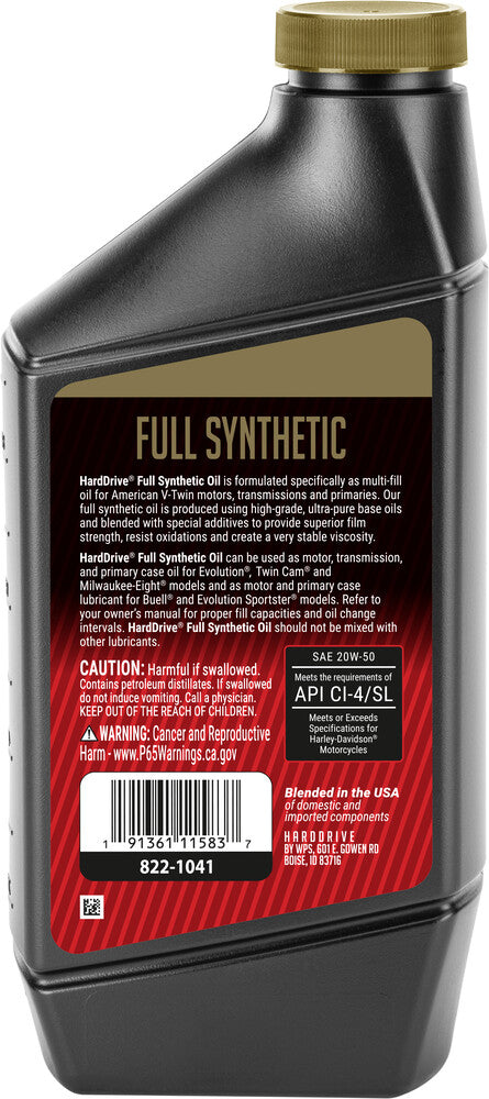 Harddrive 822-1041 198502 FULL SYNTHETIC ENGINE OIL 20W50 1QT